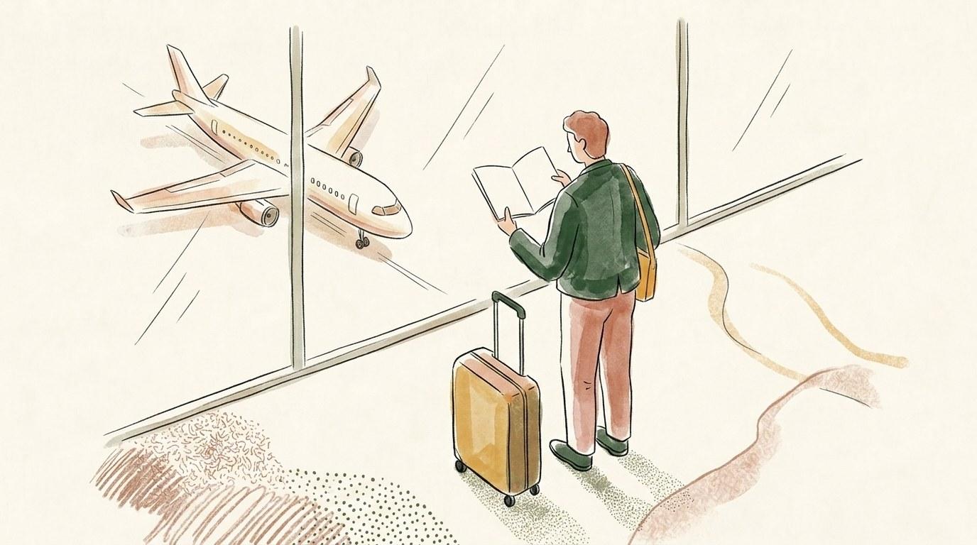 Professionnel en déplacement présentant sa carte Visa Business à l'aéroport