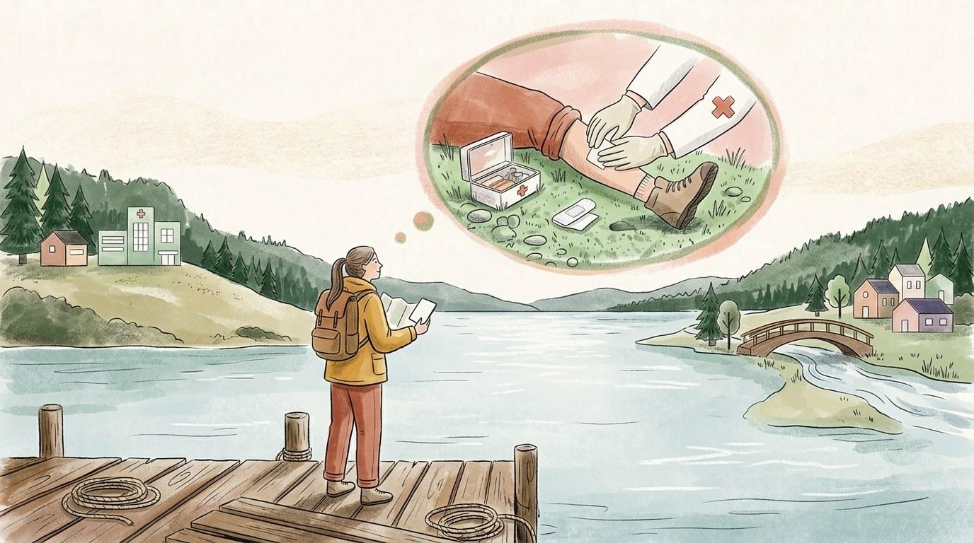 Jeune voyageur avec un sac à dos consultant une carte du monde avant son départ en Programme Vacances-Travail