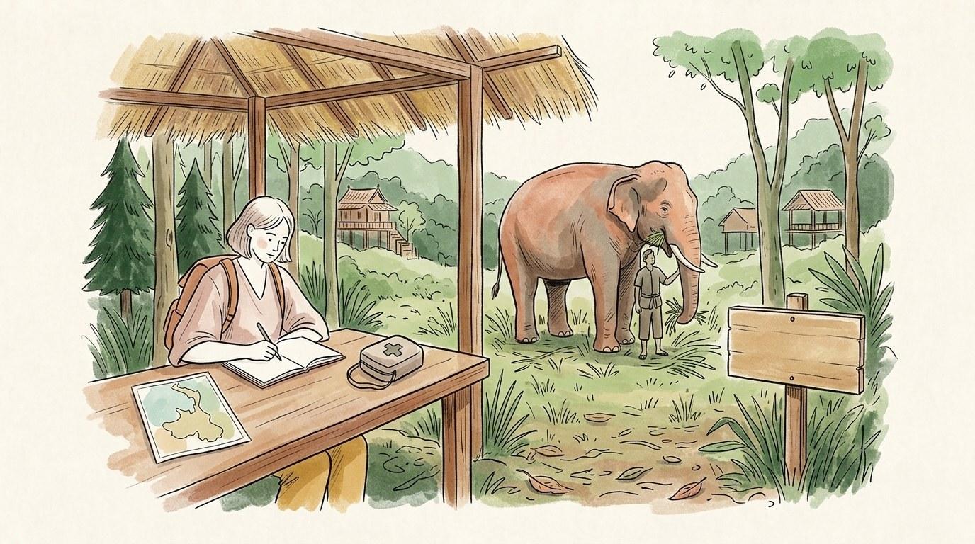 Éléphants sauvages se baignant dans une rivière au milieu de la jungle thaïlandaise