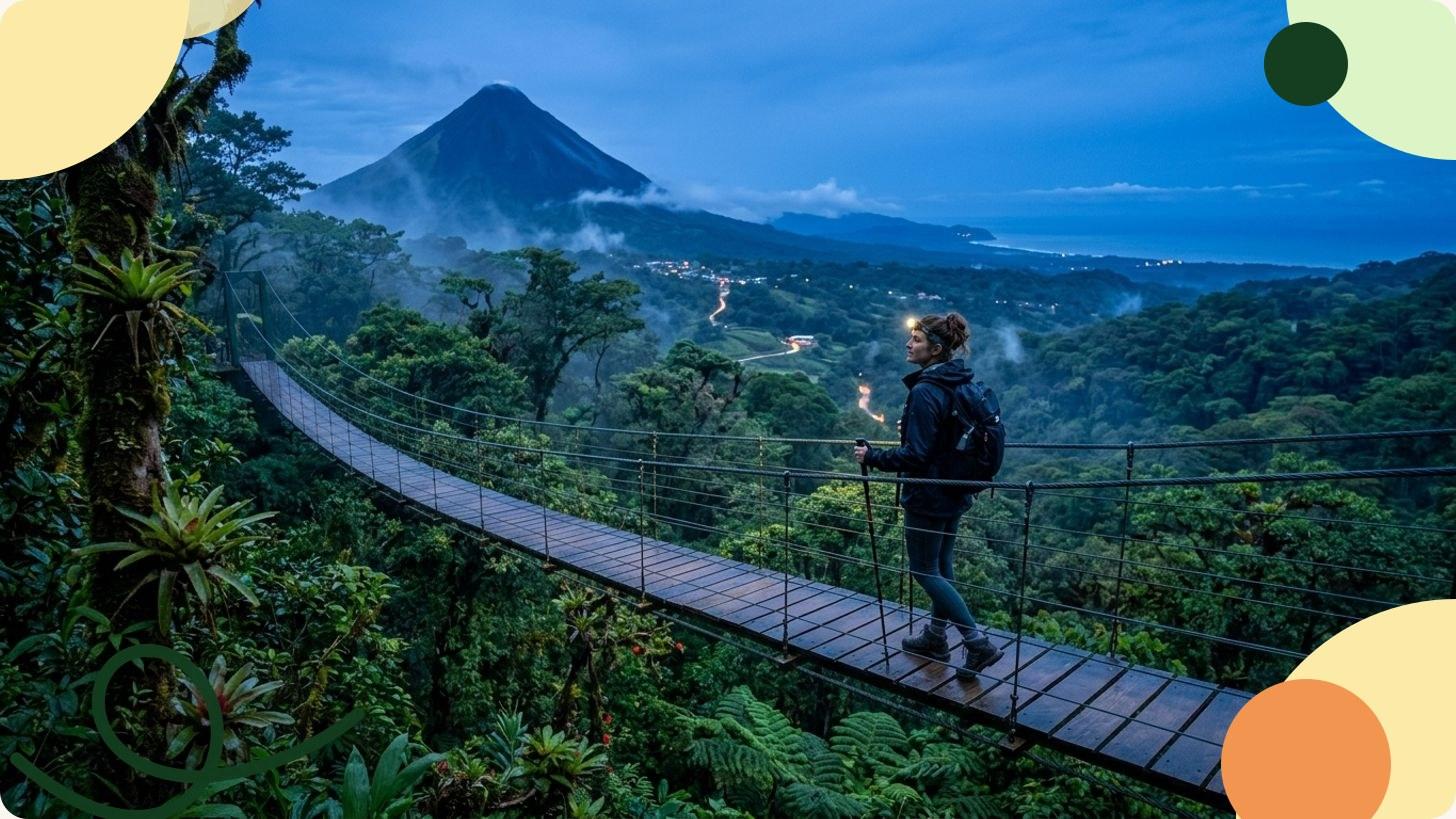 Forêt tropicale primaire du Costa Rica avec sa canopée luxuriante et ses cours d'eau au cœur d'un parc national