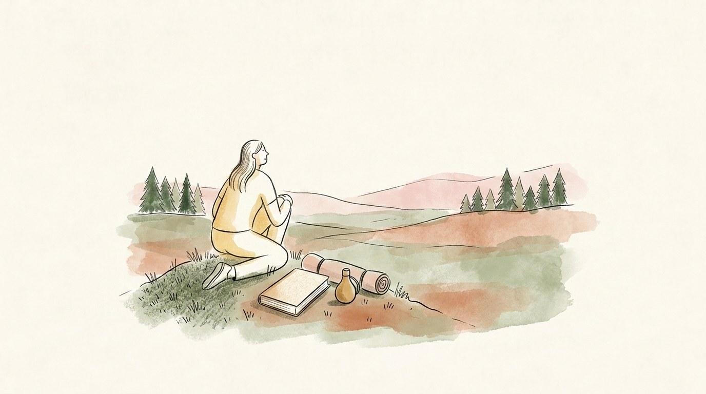 Voyageur en pleine forme faisant des étirements matinaux à l'extérieur avec son sac à dos