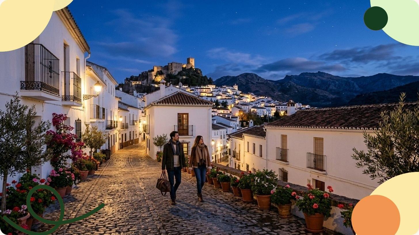 Voyageur contemplant un panorama montagneux et ensoleillé en automne