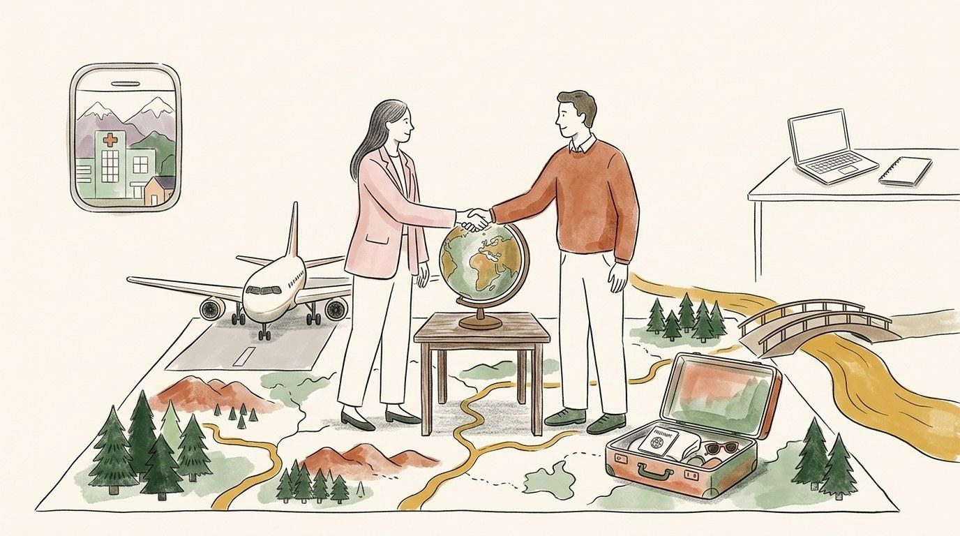 Poignée de main symbolisant le partenariat entre Yupwego et Verspieren Rhône-Alpes dans l'assurance voyage professionnelle