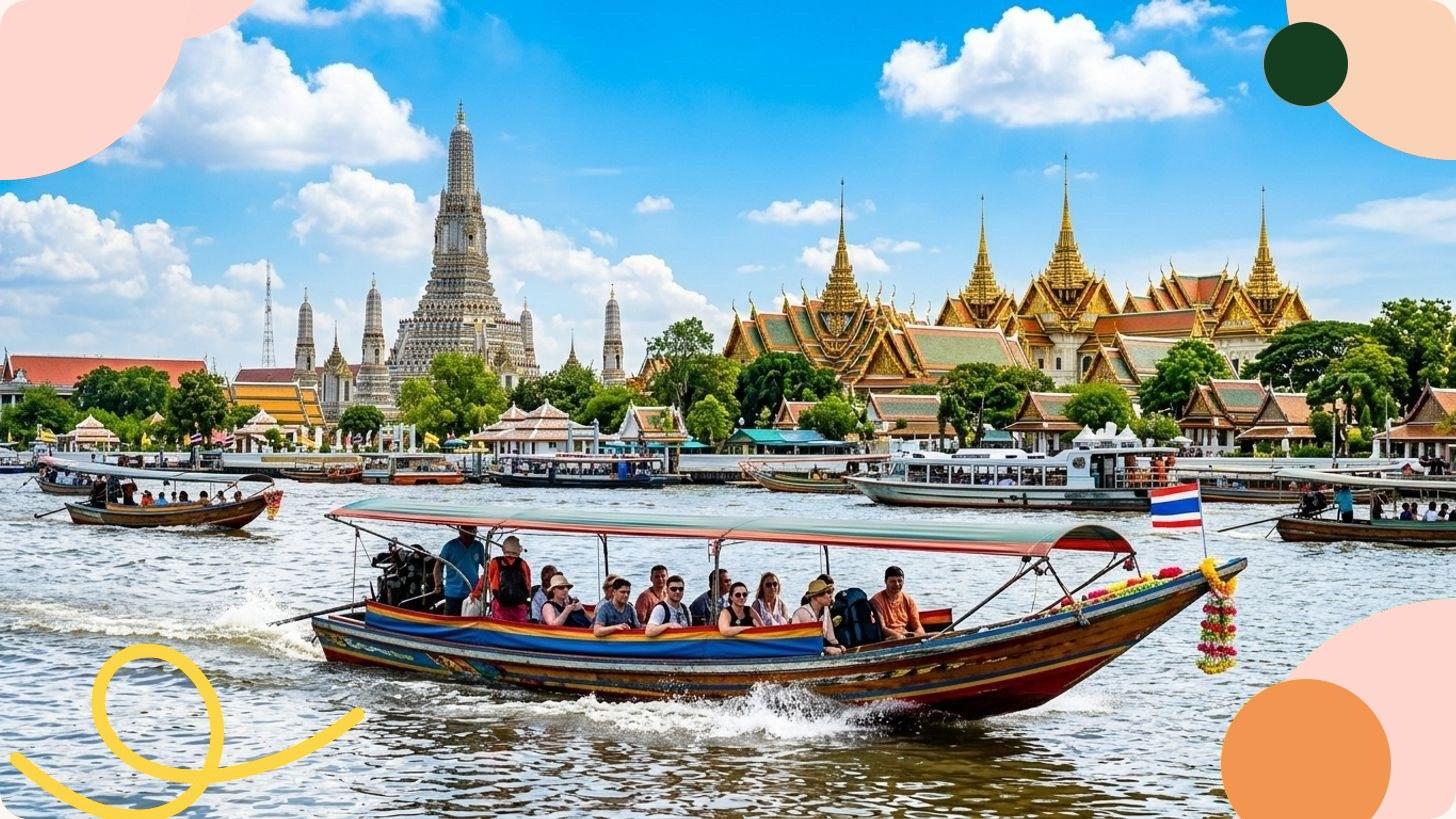 Toits dorés du Grand Palais de Bangkok au coeur du quartier historique de Rattanakosin
