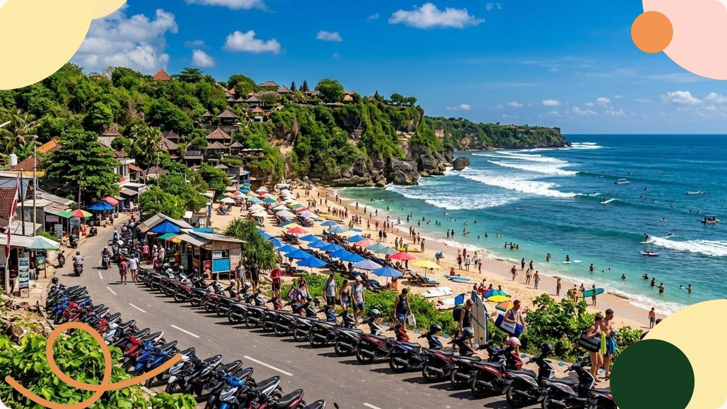 Rizières en terrasses de Tegallalang à Bali envahies par les touristes