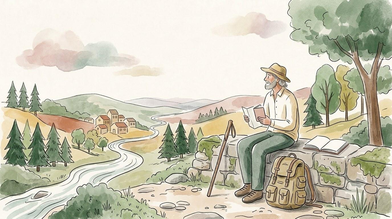 Voyageur avec sac à dos contemplant un paysage à l'étranger, couvert par son assurance voyage longue durée Yupwego