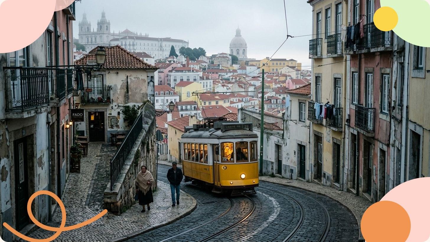 Vue panoramique sur les toits de tuiles rouges de Lisbonne et ses quartiers historiques dominés par leurs églises