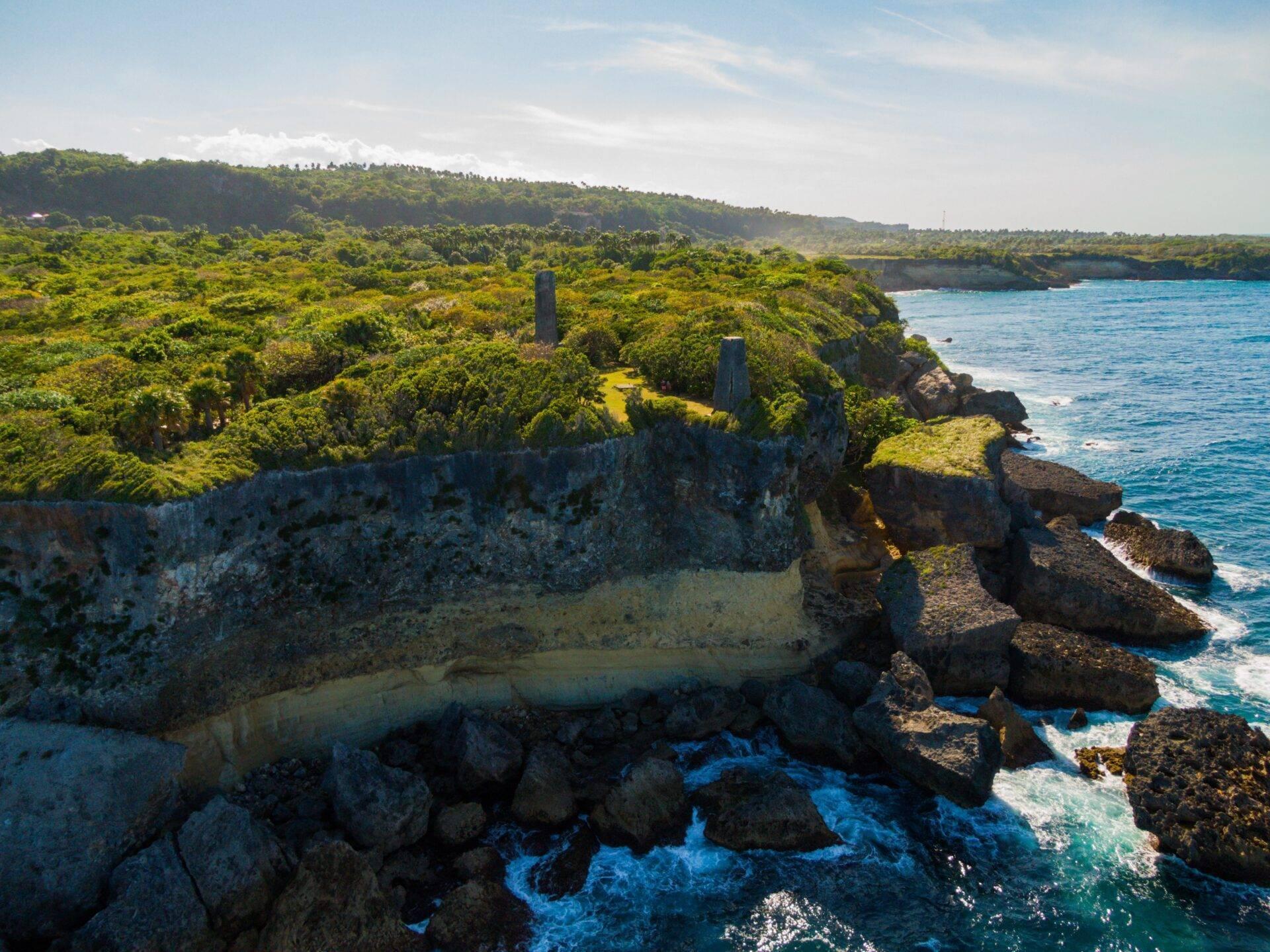 Lush cliffs and an unspoilt wild beach at Cabo Francés Viejo on the Dominican north-eastern coast