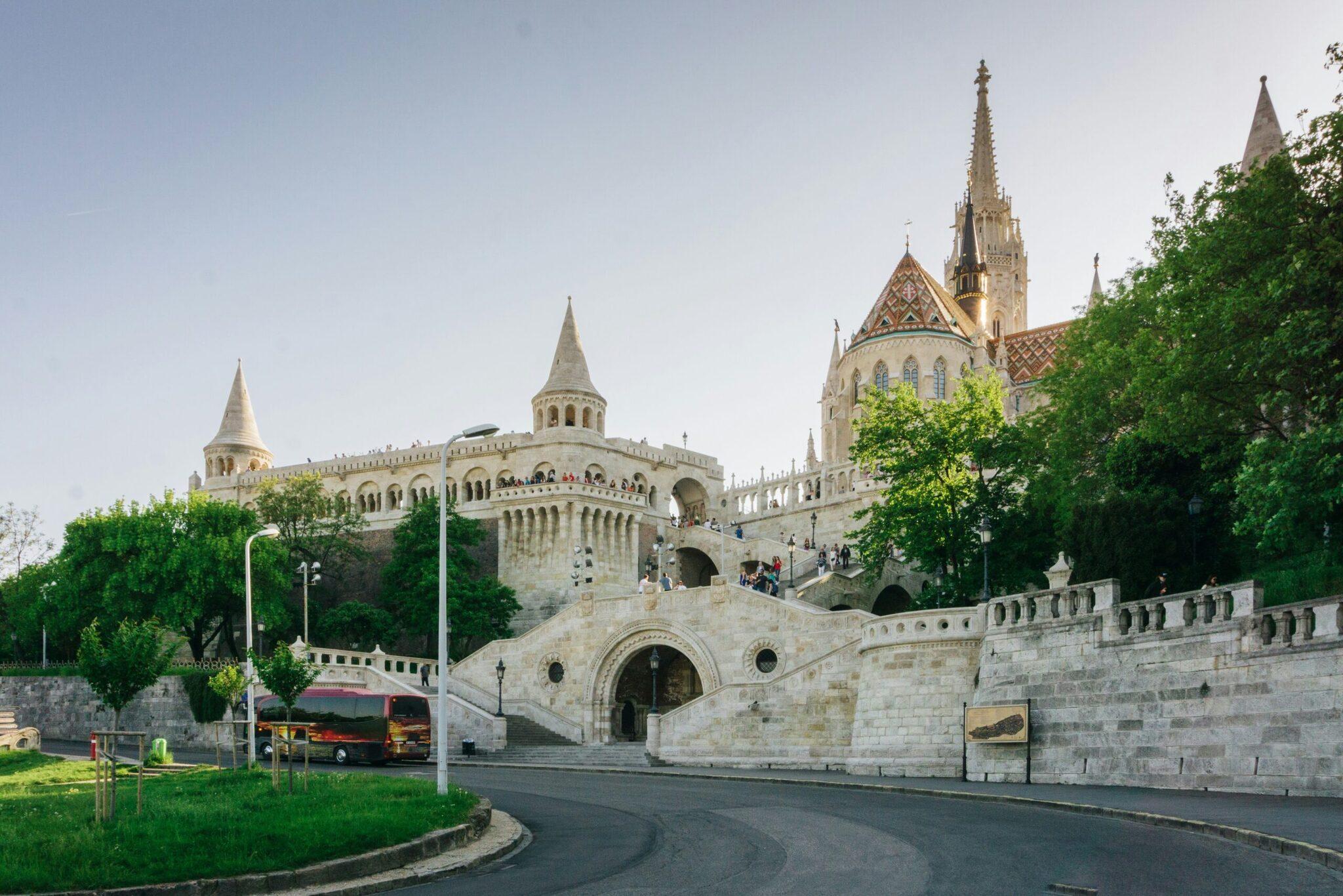 Fisherman’s Bastion in Budapest with its white stone turrets and neo-Romanesque gallery overlooking the Danube